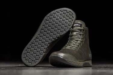 Nobull High-Top Leather Men's Trainers Olive | Australia (PC0946)